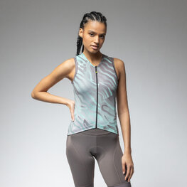 ALÉ Cycling sleeveless jersey - PRAGMA SURFACE PR-E - light green/brown