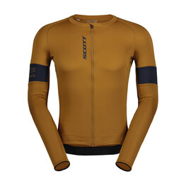 SCOTT Cycling summer long sleeve jersey - ENDURANCE PRO - brown/blue