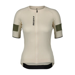 SCOTT Cycling short sleeve jersey - ENDURANCE PRO W - beige/green