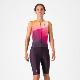 CASTELLI Cycling skinsuit - FREE SANREMO 3 - pink/bordeaux
