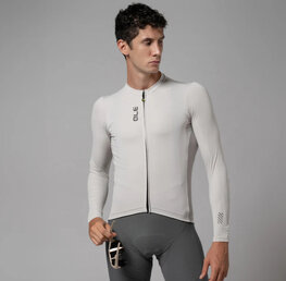 ALÉ Cycling summer long sleeve jersey - COLOR BLOCK PRAGMA - beige