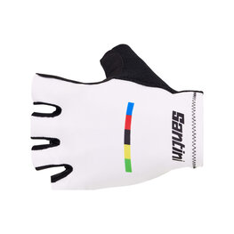 SANTINI Cycling fingerless gloves - UCI WORLD CHAMPION - white
