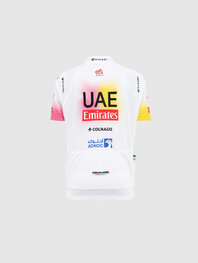 PISSEI Cycling short sleeve jersey - UAE TEAM EMIRATES REPLICA - GIRO + TOUR 24 JR - white/pink/yellow