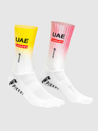 PISSEI Cyclingclassic socks - UAE TEAM EMIRATES AERO - GIRO + TOUR 24 - white/pink/yellow