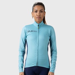ALÉ Cycling winter long sleeve jersey - FONDO 2.0 SOLID - light blue
