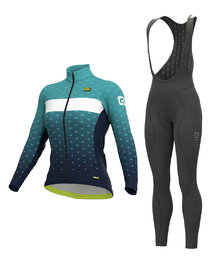 ALÉ Cycling winter set - PR-R STARS LADY WNT - black/light blue