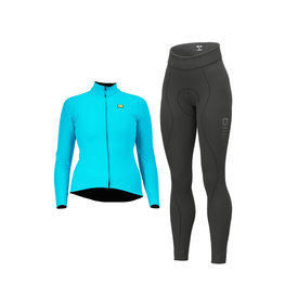 ALÉ Cycling winter set - WARM RACE+ESSENTIAL - turquoise/black