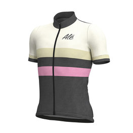 ALÉ Cycling short sleeve jersey - VINTAGE MERINO - white/grey