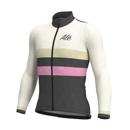 ALÉ Cycling summer long sleeve jersey - VINTAGE SMR MERINO - white/grey