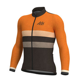 ALÉ Cycling summer long sleeve jersey - VINTAGE SMR MERINO - orange/black