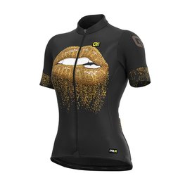 ALÉ Cycling short sleeve jersey - LIPS LADY - gold/black