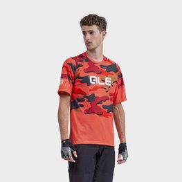 ALÉ Cycling short sleeve jersey - STAIN OFF ROAD MTB - red/brown/grey