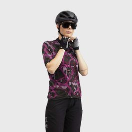 ALÉ Cycling short sleeve jersey - WOODLAND GRAVEL LADY - pink/purple/black