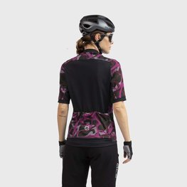 ALÉ Cycling short sleeve jersey - WOODLAND GRAVEL LADY - pink/purple/black