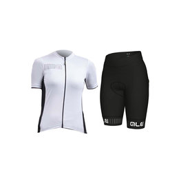 ALÉ Cycling short sleeve jersey and shorts - COLOR BLOCK LADY - white/black