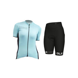 ALÉ Cycling short sleeve jersey and shorts - COLOR BLOCK LADY - black/light blue/white