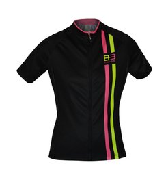 Cycling short sleeve jersey - ITEM TWO LADY - yellow/black/pink