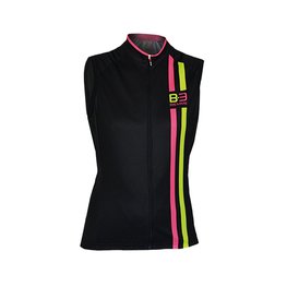 Cycling sleeveless jersey - ITEM TWO LADY - pink/black/yellow
