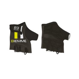 Cycling fingerless gloves - STRAPS - black/white/yellow