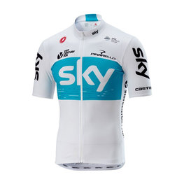 CASTELLI Cycling short sleeve jersey - SKY 2018 FAN - white/light blue