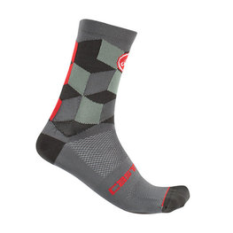 CASTELLI Cyclingclassic socks - UNLIMITED 15 - grey/red