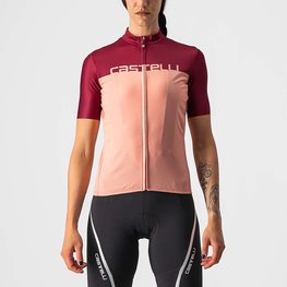 CASTELLI Cycling short sleeve jersey - VELOCISSIMA LADY - bordeaux/pink
