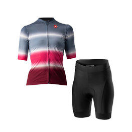 CASTELLI Cycling short sleeve jersey and shorts - DOLCE LADY - red/blue/black
