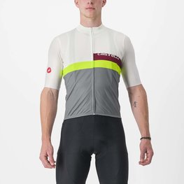 CASTELLI Cycling short sleeve jersey - A BLOCCO - bordeaux/grey/yellow/ivory