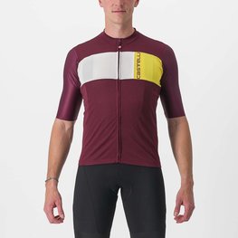 CASTELLI Cycling short sleeve jersey - PROLOGO VII - yellow/ivory/bordeaux
