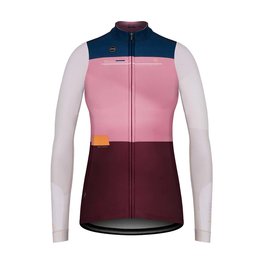 GOBIK Cycling winter long sleeve jersey - COBBLE LADY - pink/ivory/blue/bordeaux