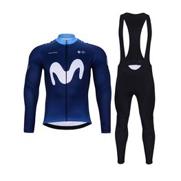 BONAVELO Cycling winter set - MOVISTAR 2024 WINTER - black/blue