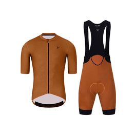 HOLOKOLO Cycling short sleeve jersey and shorts - VICTORIOUS - brown