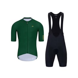 HOLOKOLO Cycling short sleeve jersey and shorts - VICTORIOUS GOLD - green/black
