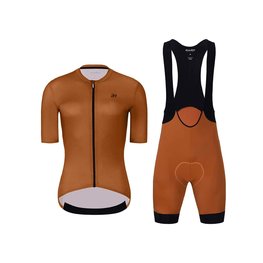 HOLOKOLO Cycling short sleeve jersey and shorts - VICTORIOUS LADY - brown