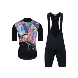 HOLOKOLO Cycling short sleeve jersey and shorts - FANTASY ELITE - black/multicolour