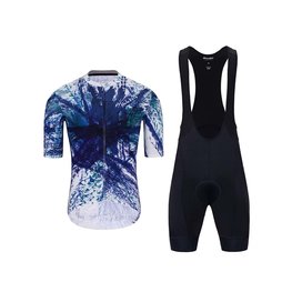 HOLOKOLO Cycling short sleeve jersey and shorts - TRACES ELITE - blue/black/white