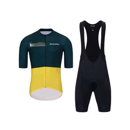 HOLOKOLO Cycling short sleeve jersey and shorts - VIBES - green/black/yellow
