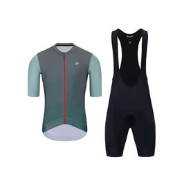 HOLOKOLO Cycling short sleeve jersey and shorts - INFINITY - black/grey