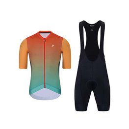 HOLOKOLO Cycling short sleeve jersey and shorts - INFINITY - orange/red/green/black