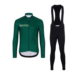 HOLOKOLO Cycling long sleeve jersey and bibtights - VIBES WINTER - black/green