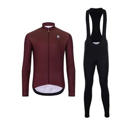 HOLOKOLO Cycling long sleeve jersey and bibtights - STARLIGHT WINTER - bordeaux/black