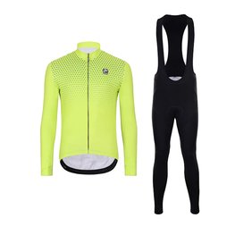 HOLOKOLO Cycling long sleeve jersey and bibtights - STARLIGHT WINTER - black/yellow