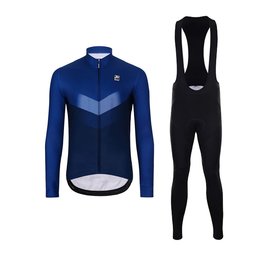 HOLOKOLO Cycling long sleeve jersey and bibtights - ARROW WINTER - black/blue