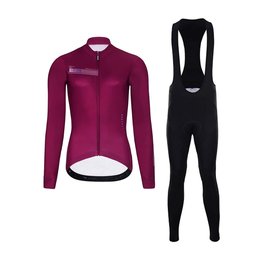 HOLOKOLO Cycling long sleeve jersey and bibtights - VIBES LADY WINTER - pink/black