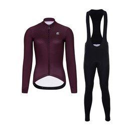 HOLOKOLO Cycling long sleeve jersey and bibtights - STARLIGHT LADY W - purple/black