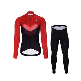 HOLOKOLO Cycling long sleeve jersey and bibtights - ARROW LADY WINTER - red/black