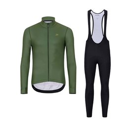 HOLOKOLO Cycling long sleeve jersey and bibtights - PHANTOM WINTER - black/green