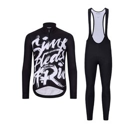 HOLOKOLO Cycling long sleeve jersey and bibtights - STREETBEAT WINTER - white/black