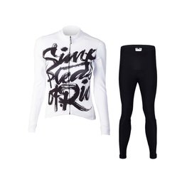HOLOKOLO Cycling long sleeve jersey and bibtights - STREETBEAT LADY W - black/white