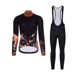 HOLOKOLO Cycling long sleeve jersey and bibtights - CAMOUFLAGE LADY W - brown/black